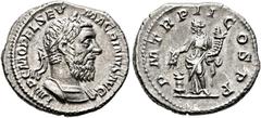 RÖMISCHE KAISERZEIT Macrinus (217-218) (D) Denarius (3,26 g), Roma, 3. Emission, Anfang März-Anfang/Mitte Juni 218 n. Chr. Av.: IMP C M OPEL SEV - MACRINVS AVG, Büste mit Lorbeerkranz und Kürass n.r. 