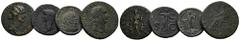 LOTS ANTIKE Varia und Lots. Lot Römer (4). Lot aus 4 Bronzen: 1x As von Claudius, 1x Sestertius von Traianus, 1x Sestertius von Faustina II. und 1x Follis von Diocletianus. Um sch.-s.sch. und f.s.sch.