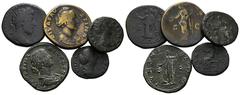 LOTS ANTIKE Varia und Lots. Lot Römer (5). Lot aus: 1x Sestertius sowie 1x As von Faustina I., 1x Sestertius von Marcus Aurelius, 1x Sestertius von Faustina II. und 1x As von Crispina. Um sch. und sch