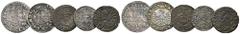 POLEN Sigismund III. 1587-1632. Lot 5 Stk.: Dreigröscher 1594 Riga (AV Schrf.) Groschen 1607, Krakau; Solidus 1616, Vilnius, 1602, Riga und Riga, Stadt Solidus 1577 (Fotos im Internet) sch.-s.sch. (D)