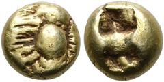 GRIECHISCHE MÜNZEN IONIA. Ephesos. 1/6 Stater/Hekte (2,32 g), Ende 6. Jhdt. v. Chr. Av.: Stilisierte Biene. Rv.: Rechteckiges Quadratum Incusum aus zwei Quadraten. Karwiese Series II.1, Typ 2, 3 corr.