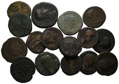 ANTIKE LOTS VARIA UND LOTS. Lot Römer (16). Lot aus 16 römischen AE-Münzen von der Republik (1x As) bis Philippus I. (1x Sestertius), darunter: 2x Asses von Augustus, 3x Asses von Traianus, 1x Sestert