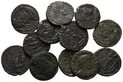 ANTIKE LOTS VARIA UND LOTS. Lot Römer (12). Lot aus 12 römischen AE-Münzen, darunter: 4x Ae-Münzen von Valentinianus I. und 5x AE-Münzen von Valens. Um s.sch. und s.sch.+. (D).