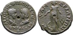 RÖMISCHE PROVINZIALPRÄGUNGEN THRACIA. Mesembria. Philippus I. Arabs (244-249) Lokalbronze (10,73 g), 244-249 n. Chr. Büste des Philippus I. mit Lorbeerkranz, Drapierung und Kürass sowie Büste der Otac