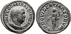 RÖMISCHE KAISERZEIT Balbinus (238). Denarius (2,58 g), Roma, Jänner/Februar-Mai 238 n. Chr. Av.: IMP C D CAEL BALBINVS AVG, Büste mit Lorbeerkranz, Drapierung und Kürass n.r. Rv.: P-ROVIDENTIA DEORVM,