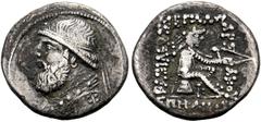Ancient Coins PARTHIA - Königreich der Arsakiden Mithradates II. (123-88) Drachme (3,29 g), Ekbatana, ca. 119-109 v. Chr. Büste des Königs mit Diadem und Drapierung / Arsakes I. mit Bogen auf Omphalos