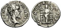 RÖMISCHE KAISERZEIT Didius Iulianus (193) (D) Denarius (2,98g), Roma, März-Mai 193 n.Chr. Av.: IMP CAES M DID - IVLIAN AVG, Kopf mit Lorbeerkranz n.r. Rv.: CONCORD - MILIT, Concordia-Fides mit zwei St