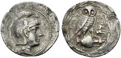 GRIECHISCHE MÜNZEN ATTIKA Athen (D) Tetradrachme (16,78g), Magistrate Pa(...), Lysia(...) und Do(...), 177-176 v.Chr. (Thompson) oder 145-144 v.Chr. (Lewis/Boehringer). Athenakopf / Eule auf Amphora, 