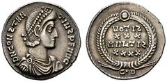 VÖLKERWANDERUNG Unbestimmte Stämme (D) Siliqua (3,46g), zeitgenössische Imitation einer Siliqua des Constantius II. der Münzstätte Constantinopolis, 351-356 n. Chr. (Prototyp). Büste mit Perlendiadem,