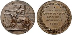 HISTORISCHE MEDAILLEN EUROPA - ÜBERSEE GRIECHENLAND Athen (D) AE-Medaille 1896, von N. Autras und W. Pittner. Auf die Olympischen Spiele ("Olympische Spiele 776 v. Chr. - Athen 1896"). Athena mit Lorb