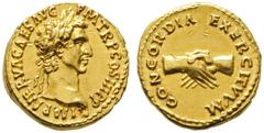 IMPERIUM ROMANUM Nerva (96-98) Marcus Cocceius Nerva als Kaiser : Imperator Nerva Caesar Augustus Geboren 8. November 30 n. Chr. in Narnia. Gestorben 27. Januar 98 n. Chr. in Rom. (D) Aureus (7,70g), 