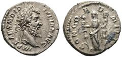 RÖMISCHE KAISERZEIT Didius Iulianus (193) (D) Denarius (3,17g), Roma, März-Mai 193 n. Chr. Av.: IMP CAES M DID - IVLIAN AVG, Kopf mit Lorbeerkranz n.r. Rv.: CONCO-R-D - MILIT, Concordia-Fides mit zwei