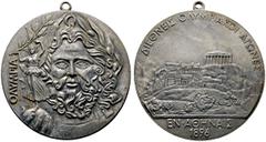 HISTORISCHE MEDAILLEN EUROPA - ÜBERSEE GRIECHENLAND Athen (D) Zinkmedaille mit Öse 1896 von J. C. Chaplain (nicht signiert). Auf die erste Olympiade der Neuzeit in Athen von 6.-15. April 1896. Av.: An