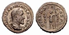 Maximinus Thrax - Gordianus III. Maximinus Thrax-235-238 Denar (3,15 g), Rom 236. Av.: IMP MAXIMINVS PIVS AVG, belorbeerte, drapierte und gepanzerte Büste rechts. Rv.: PM TRP II COS PP, Kaiser steht l
