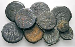 AUFLÖSUNG EINER SAMMLUNG RÖMISCHE REPUBLIK IMPERATOREN. Lots aus dieser Sammlung Römische Republik. (D) Lot (10). Lot aus 7 Asses, 1 Semis und 2 Quadranten, verschiedene Münzmeister, darunter A. Caeci