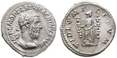 ANTIKE MÜNZEN AUS ANDEREN EINLIEFERUNGEN RÖMISCHE KAISERZEIT. Macrinus (217-218). (D) Denarius (3,22g), Roma, 2. Emission, September 217-Februar 218 n. Chr. Büste mit Lorbeerkranz und Kürass / Fides m