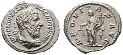 ANTIKE MÜNZEN AUS ANDEREN EINLIEFERUNGEN RÖMISCHE KAISERZEIT. Macrinus (217-218). (D) Denarius (3,12g), Roma, 3. Emission, Anfang März-Mai 218 n. Chr. Büste mit Lorbeerkranz und Drapierung / Aequitas 