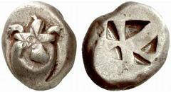 Griechenland AIGINA AIGINA Stater (12,11 g), 650/600. Av.: Schildkröte. Rv.: windmühlenförmiges incusum. Grose:6004ff.: Av. KM überprägt s.sch. Estimate: EUR 180