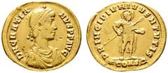 Ancient Coins RÖMISCHE KAISERZEIT Gratianus (367-383) Solidus (4,02g), Constantinopolis, 367-375 n. Chr. Av.: D N GRATIA-NVS P F AVG, Büste mit Perlendiadem, Drapierung und Kürass n.r. Rv.: PRINCIPIVM