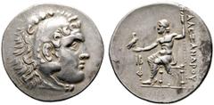 GRIECHISCHE MÜNZEN LYCIA. Phaselis. (D) Tetradrachme (Alexandreier) (16,61g), Jahr 12 = 207-206 v. Chr. Av.: Kopf des Herakles mit Löwenhaube n.r. Rv.: AΛEΞANΔPOY, Zeus Aëtophoros mit Szepter auf Thro