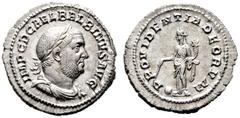 RÖMISCHE KAISERZEIT Balbinus (238). (D) Denarius (2,75g), Roma, Januar/Februar-Mai 238 n. Chr. Av.: IMP C D CAEL BALBINVS AVG, Büste mit Lorbeerkranz, Drapierung und Kürass n.r. Rv.: P-ROVIDENTIA DEOR