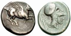 Griechenland KORINTHIA - Korinthos Korinthos Stater (8,43 g), 4 Jhdt. Av.: Pegasus fliegt rechts. Rv.: Athenakopf mit korinthischem Helm rechts, links Dreizack K. Ravel:954. f.s.sch. Estimate: EUR 70