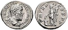 RÖMISCHE KAISERZEIT Macrinus (217-218). Denarius (3,74g), Roma, 2. Emission, Februar-März 218 n. Chr. Av.: IMP C M OPEL SEV - MACRINVS AVG, Büste mit Lorbeerkranz und Drapierung n.r. Rv.: P M TR P - I