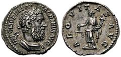 RÖMISCHE KAISERZEIT Macrinus (217-218). Denarius (2,79g), Roma, 3. Emission, März-Mai 218 n. Chr. Av.: IMP - C M OPEL SEV - MACRINVS AVG, Büste mit Lorbeerkranz und Kürass n.r. Rv.: AEQVIT-AS - AVG, A