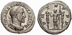 Maximinus Thrax - Domitius Domitianus RÖMISCHE KAISERZEIT Maximinus Thrax-235-238 Denar (2,34 g), Rom 235. Av.: IMP MAXIMINVS PIVS AVG, belorbeerte drapierte und gepanzerte Büste rechts. Rv.: PM TRP P