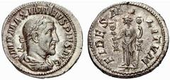 Maximinus Thrax - Domitius Domitianus RÖMISCHE KAISERZEIT Maximinus Thrax-235-238 Denar (2,63 g), Rom 235/236. Av.: IMP MAXIMINVS PIVS AVG, belorbeerte drapierte und gepanzerte Büste. Rv.: FIDES MILIT