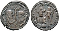 RÖMISCHE KAISERZEIT Licinius I. (308-324). Follis (4,44 g), Antiochia (Antakya), 6. Offizin, 320-321 n. Chr. Av.: DD NN IOVII LICINII INVICT AVG ET CAES, Halbkörperbüste des Licinius mit Lorbeerkranz 