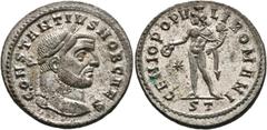 Ancient Coins: Roman RÖMISCHE KAISERZEIT - Constantius I. Chlorus (305-306) als Caesar 293-305. Follis (8,30 g), Ticinum (Pavia), 2. Offizin, 296-297 n. Chr. Av.: CONSTANTIVS NOB CAES, Kopf mit Lorbee