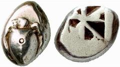 Griechische Münezne Thrakien - Karien AIGINA AIGINA Stater (11,59 g), 550/456. Av.: Schildkröte. Rv.: Quadratum incusum. SNG.Cop:507ff: Av.kl.Kontermarke s.sch. Estimate: EUR 120