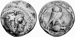 Griechen: Makedonien bis Kilikien ATTIKA Athen Tetradrachme (16,17 g), Athen od. Münzstätte a.d. Peloponnes 86-84 BC. Ausgegeben unter Sulla. Av.: Kopf der Athena n.r. Rv.: Eule auf Amphora n.r., Kopf
