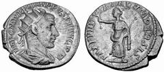 Römisches Kaiserreich: Philippus Arabs bis Philippus II. Philippus I. Arabs-244-249 Antoninian (4,81 g), Antiochia 244 AD. Av.: IMP C M IVL PHILIPPVS PF AVG PM, Portrait n.r. Rv.: PAX FVNDATA CVM PERS