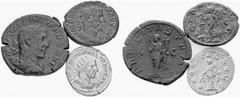 Römisches Kaiserreich: Philippus Arabs bis Philippus II. Philippus I. Arabs-244-249 Lot 3 Stk. Antoninian (3,73 g), Rom 244-247 AD. Av.: IMP M IVL PHILIPPVS AVG, Portrait n.r. Rv.: AEQVITAS AVGG, Aequ