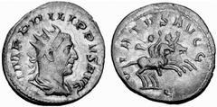 Römisches Kaiserreich: Philippus Arabs bis Philippus II. Philippus I. Arabs-244-249 Antoninian (3,79 g), Rom 247-249 AD. Av.: IMP PHILIPPVS AVG, Portrait n.r. Rv.: VIRTVS AVGG / E (in ex.), Kaiser mit