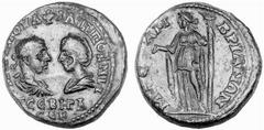 Römisches Kaiserreich: Philippus Arabs bis Philippus II. Philippus I. Arabs-244-249 Lokalbronze (13,52 g), Mesembria (Thracia) . Av.: Portraits des Philippus Arabs und der Otacilia Severa vis-à-vis. R