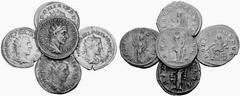 Römisches Kaiserreich: Philippus Arabs bis Philippus II. Philippus I. Arabs-244-249 Lot 5 Stk. Antoniniane, Rom 244-249 AD. Rv.: FORTVNA REDVX, FELICITAS TEMP, ANNONA AVG, SECVRITAS ORBIS und FIDES MI