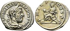 RÖMISCHE KAISERZEIT RÖMISCHE KAISERZEIT. Macrinus (217-218 n. Chr.) (D) Denarius (2,89 g), Roma, 3. Emission, März-Juni 217 n. Chr. Büste mit Lorbeerkranz und Drapierung / Kaiser mit Globus und Szepte