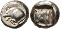 GRIECHEN LYCIA. Lykische Dynasten. Unbekannter Dynast. (D) Stater (9,31 g), unbekannte Münzstätte, ca. 470-440 v. Chr. Av.: Eberprotome n.l. Rv.: Ochsenprotome n.r. im Quadratum Incusum. Müseler IV, 5
