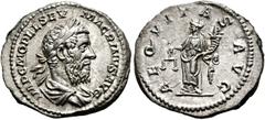RÖMISCHE KAISERZEIT Macrinus (217-218 n. Chr.) Denarius (3,17 g), Roma, 3. Emission, Anfang März-Anfang/Mitte Juni 218 n. Chr. Av.: IMP C M OPEL SEV - MACRINVS AVG, Büste mit Lorbeerkranz und Drapieru