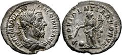 RÖMISCHE KAISERZEIT Macrinus (217-218). Denarius (2,70 g), Roma, 3. Emission, Anfang März-Anfang/Mitte Juni 218 n. Chr. Büste mit Lorbeerkranz und Drapierung / Providentia mit Stab und Cornucopiae, zu