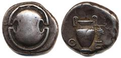 Ancient, Greek coins, Thebes, Boeotia (c. 425–400 BC). Stater, 11,73 g. Boeotian shield / Q-E, amphora. VF