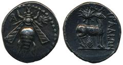 Ancient, Greek coins, Ephesus, Ionia (202-162 BC), Drachm, 4,04 g. Bee/Stag standing right, palm tree in background and magistrates name. VF