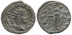 Ancient coins Ancient, Roman Empire, Volusian (251-253). Antoninianus, 3.60 g. Volusian right/Aequitas standing left. SR3 9740 var. Minor corrosion. VF-XF