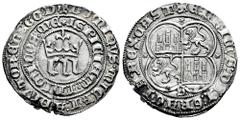 Medieval Coins Kingdom of Castille and Leon. Enrique III (1390-1406). 1 real. Sevilla. (Bautista-759.2). Anv.: + DOMINVS : MICHI : ADIVTOR : ED EGO: D / ✱ ISPICIAM : IMICOS : ME. Rev.: + ENRICVS : DEI