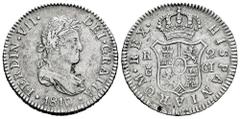 Ferdinand VII (1808-1833) Ferdinand VII (1808-1833). 2 reales. 1810. Cadiz. CI. (Cal-723). Ag. 5,78 g. Small mintmark. Ex Aureo & Calicó 225, Lot 2603. (26.05.2010). VF. Est...65,00. Spanish descripti