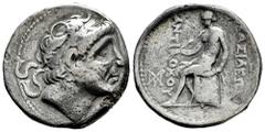 Greek Coins Seleukid Kingdom. Antiochos II theos. Tetradrachm. 361-246 BC. Seleukeia on the Tigris. (SC-587.1c). (ESM-180). Anv.: Diademed head of Antiochos I to right. Rev.: Apollo Delphios seated to