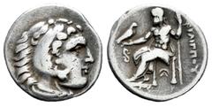 Greek Coins Kingdom of Macedon. Philip III Arrhidaios. Drachm. 336-323 BC. Lampsakos. In the name and types of Alexander III. (Price-1365 var). Anv.: Head of Herakles to right, wearing lion skin headd
